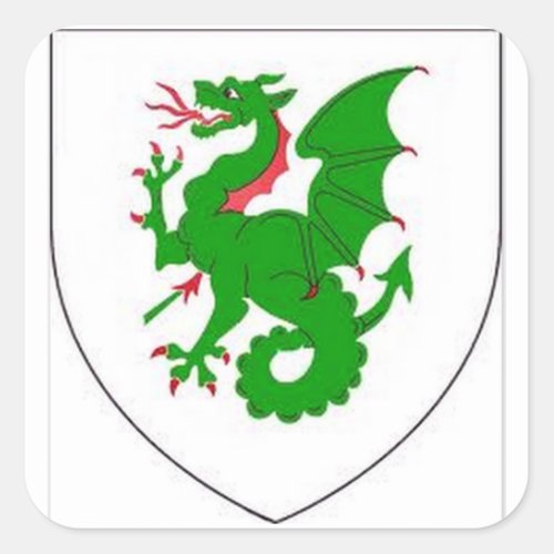 THE GREEN POLISH NATIONAL DRAGON COAT OF ARMS SQUARE STICKER