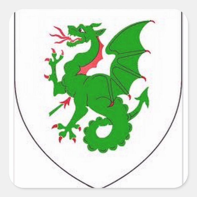 THE GREEN POLISH NATIONAL DRAGON COAT OF ARMS SQUARE STICKER (Front)