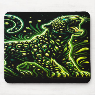 The Green Spotted Leopard On a Thick Laptop Tablet Mouse Pad