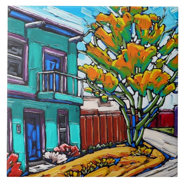 The "Green Streetcorner, Tucson Barrio" Tile (Front)