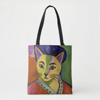The Green Stripe Cat – Fauvist Matisse-Inspired Tote Bag