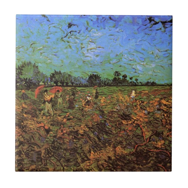 The Green Vineyard by Vincent van Gogh Ceramic Tile (Front)