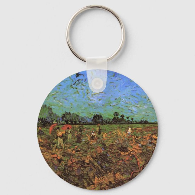 The Green Vineyard by Vincent van Gogh Keychain (Front)