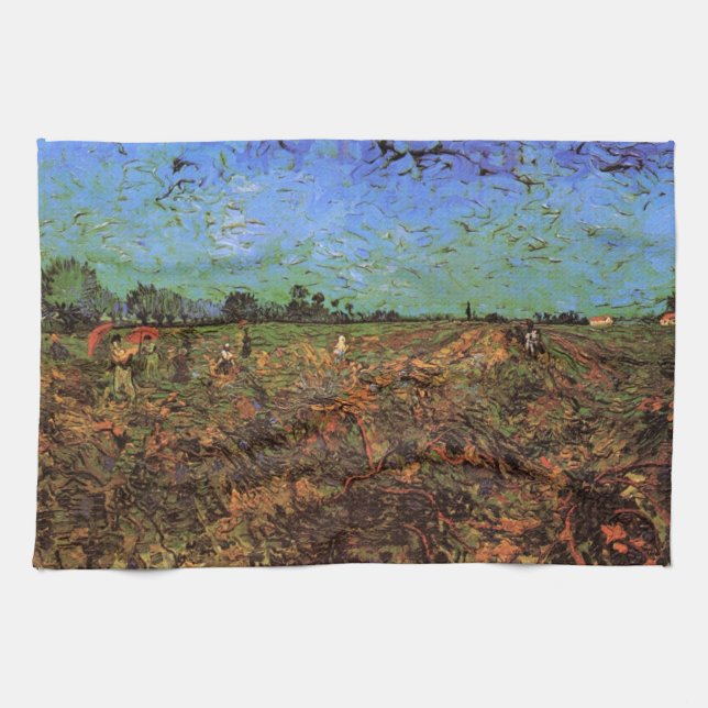 The Green Vineyard by Vincent van Gogh Kitchen Towel (Horizontal)