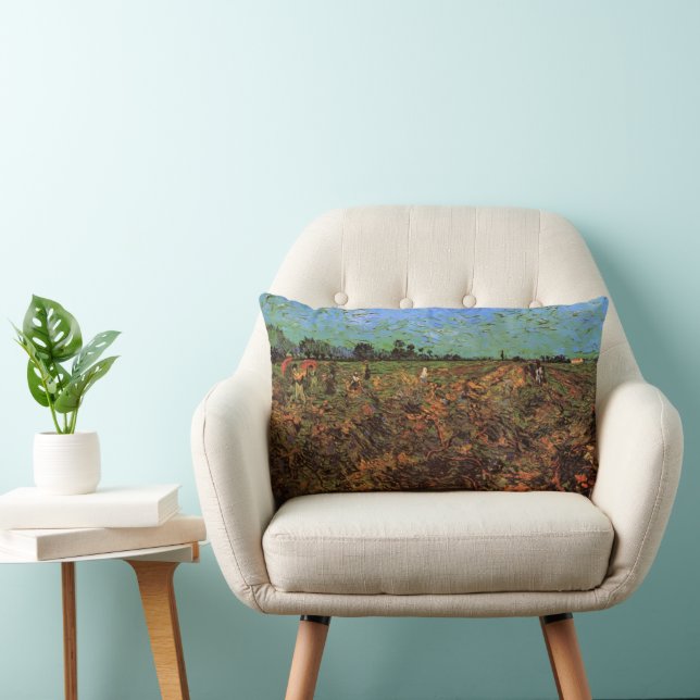 The Green Vineyard by Vincent van Gogh Lumbar Pillow (Chair)