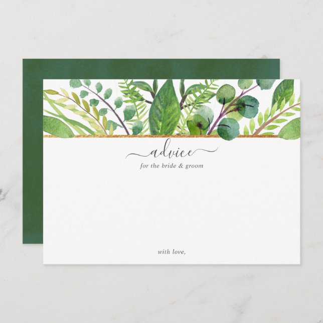 The Greenery & Gold Wedding Collection Advice Card (Front/Back)
