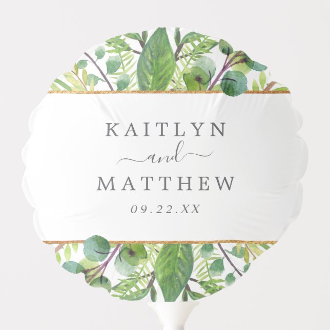 The Greenery & Gold Wedding Collection Balloon (Front)