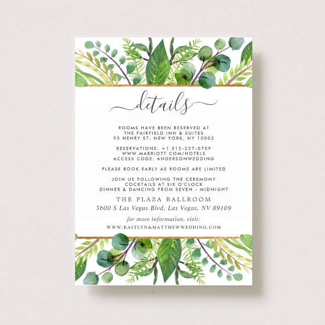 The Greenery & Gold Wedding Collection Detail Enclosure Card (Creator Uploaded)