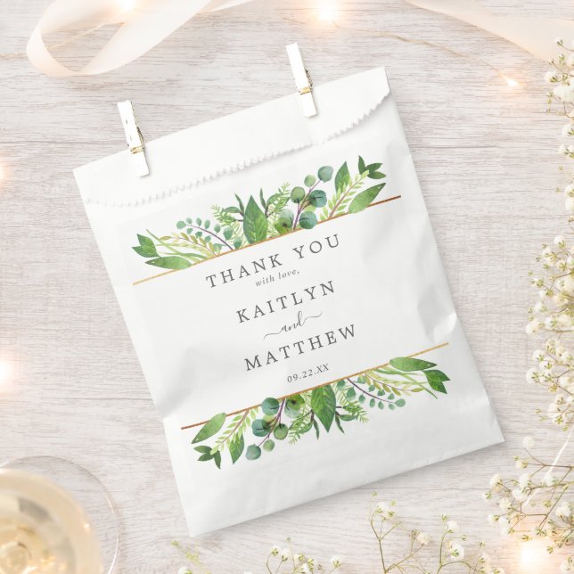 The Greenery & Gold Wedding Collection Favor Bag (Clipped)