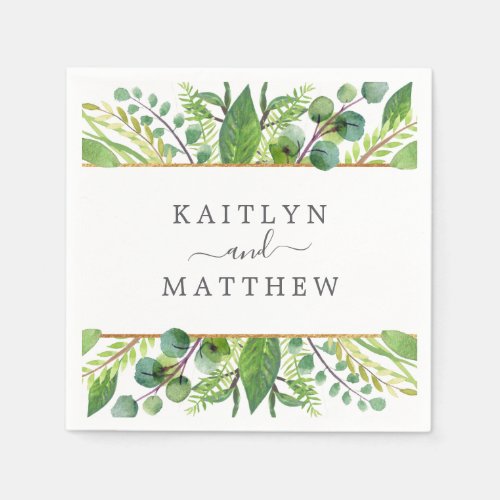 The Greenery & Gold Wedding Collection Napkins