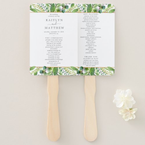 The Greenery  Gold Wedding Collection Program Hand Fan