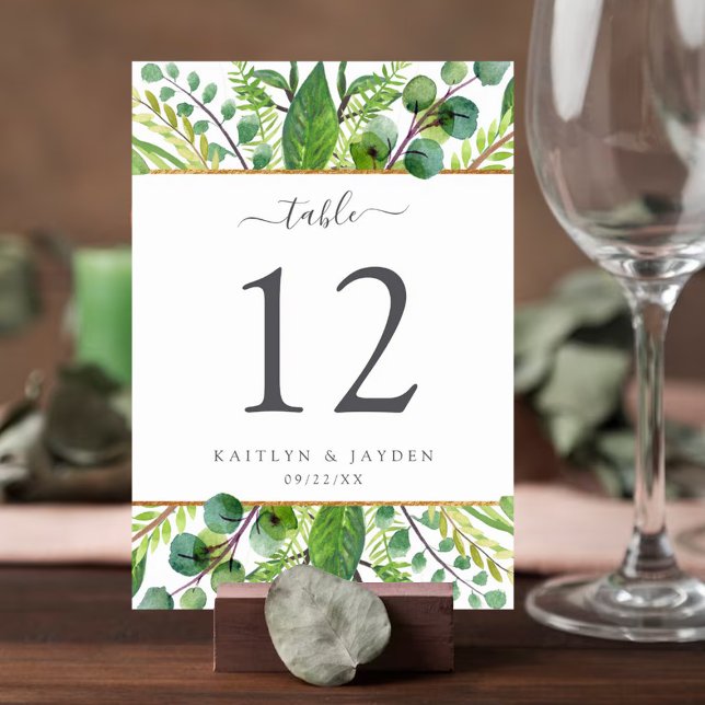 The Greenery & Gold Wedding Collection Table No. Invitation (Creator Uploaded)