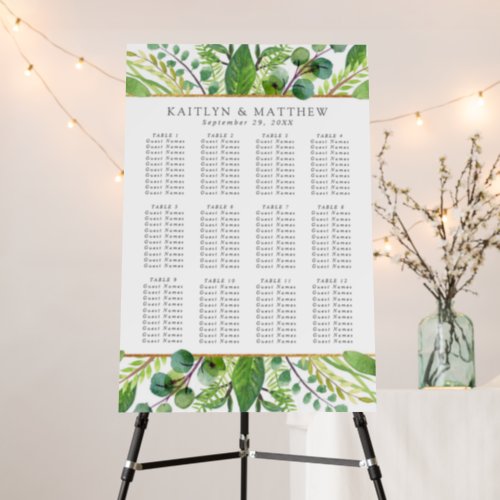 The Greenery & Gold Wedding Collection Table Plan Foam Board