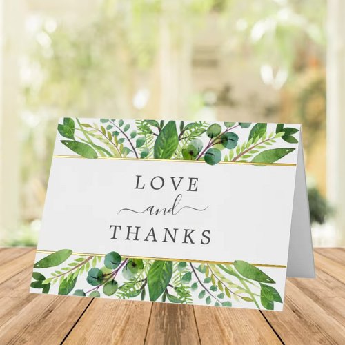 The Greenery  Gold Wedding Collection Thank You Foil Greeting Card