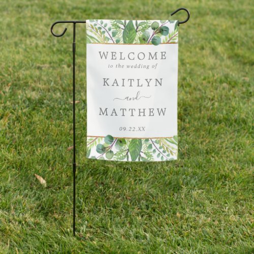 The Greenery  Gold Wedding Collection Welcome Garden Flag