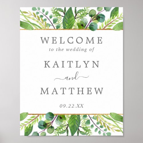 The Greenery & Gold Wedding Collection Welcome Poster