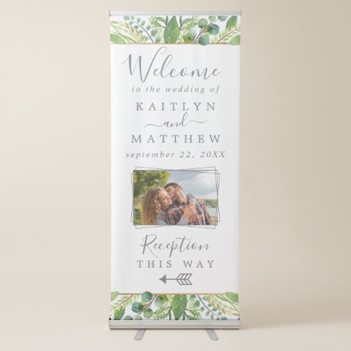 The Greenery  Gold Wedding Collection Welcome Retractable Banner