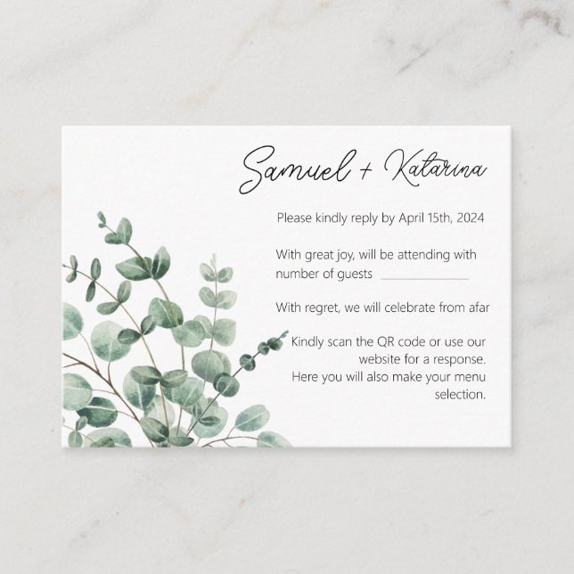 The Greenery Wedding Enclosure Reply  Card (Front)