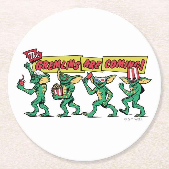 The Gremlins™ Are Coming Round Paper Coaster (Front)