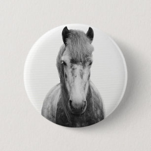 The grey, horse, black and white button