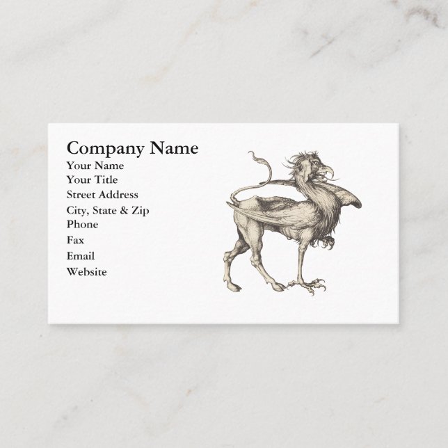 The Griffin 15th Century Medieval Engraving Business Card (Front)