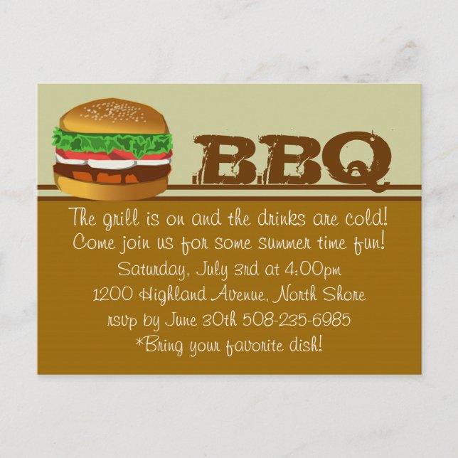 The Grill is on... Invitation Postcard (Front)