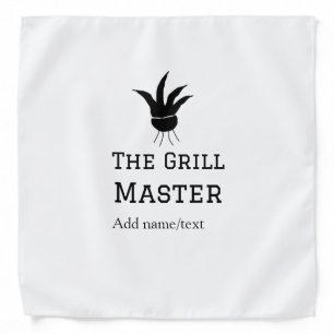 The grill master add name text cooking best barequ bandana