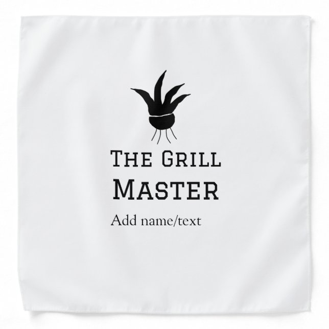 The grill master add name text cooking best barequ bandana (Front)