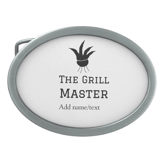 The grill master add name text cooking best barequ belt buckle (Front)
