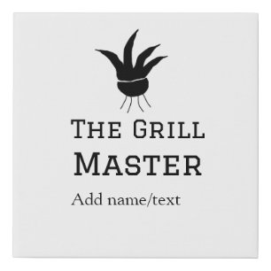 The grill master add name text cooking best barequ faux canvas print
