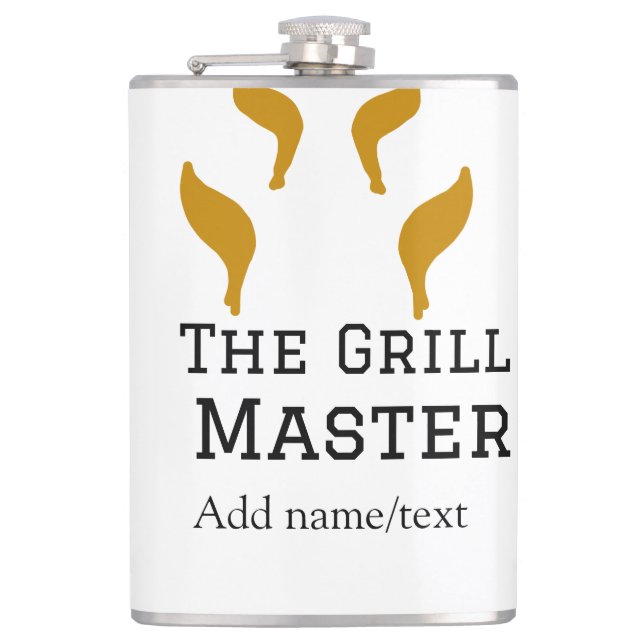 The grill master add name text cooking best barequ flask (Front)