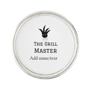 The grill master add name text cooking best barequ lapel pin