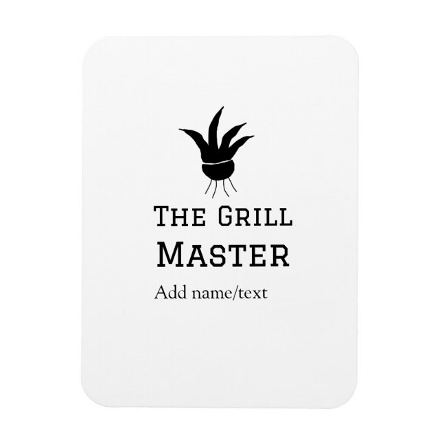 The grill master add name text cooking best barequ magnet (Vertical)