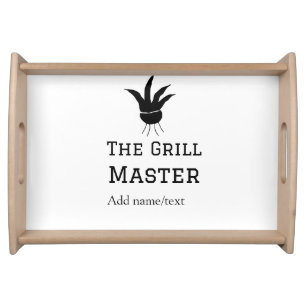 The grill master add name text cooking best barequ serving tray