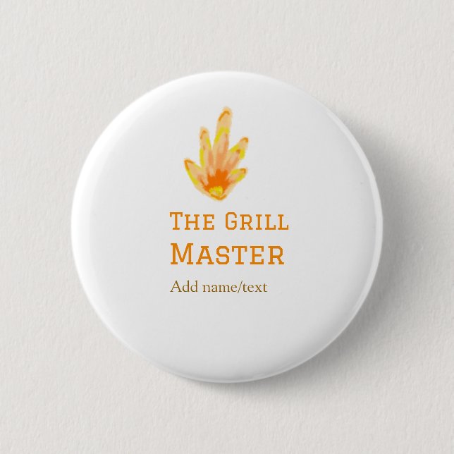 The grill master add name text cooking best yellow button (Front)