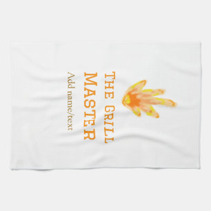 The grill master add name text cooking best yellow kitchen towel