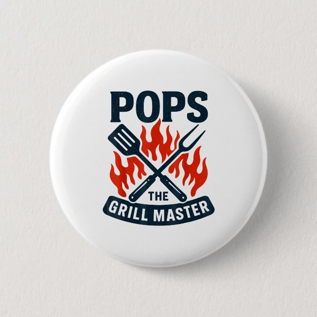 The Grill Master Bbq Father's Day Grandpa Grilling Button (Front)