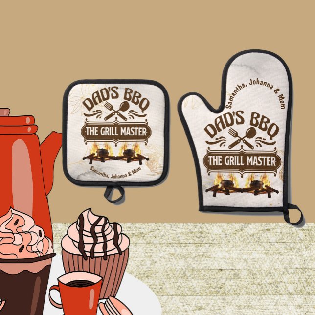 The Grill Master Dad's BBQ Father's Day Kitchen  Oven Mitt & Pot Holder Set (The Grill Master Dad's BBQ Father's Day Kitchen Oven Mitt & Pot Holder Set)
