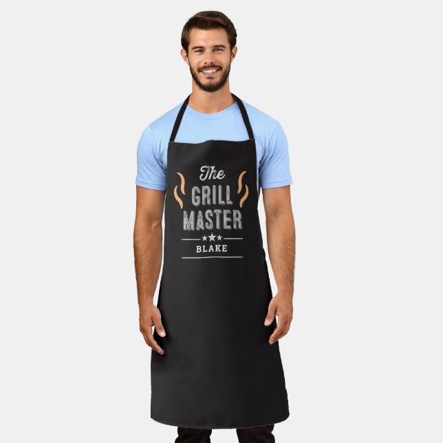 The Grill Master Editable Color Personalized Apron (Worn)