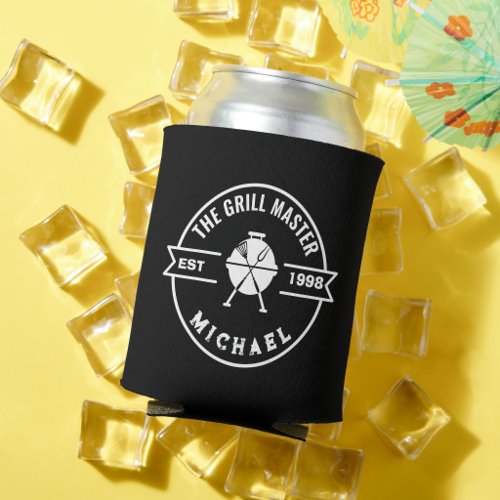 The Grill Master Established Year Custom Name  Can Cooler