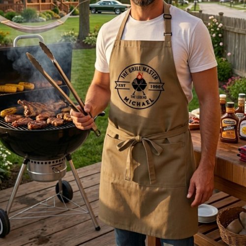 The Grill Master Established Year Name Flame Adult Apron