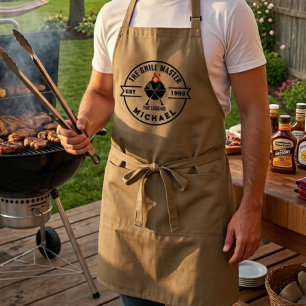 The Grill Master Established Year Name Flame Adult Apron