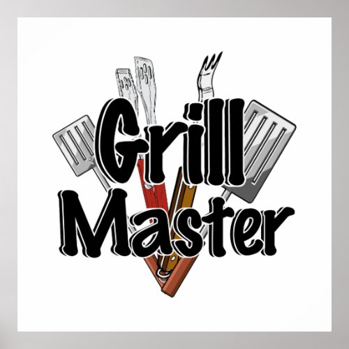 The Grill Master with BBQ Tools Poster