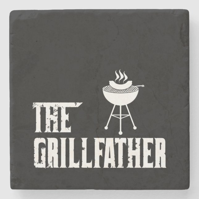 The Grillfather | Bbq | Barbeque | Grill Master Stone Coaster (Front)