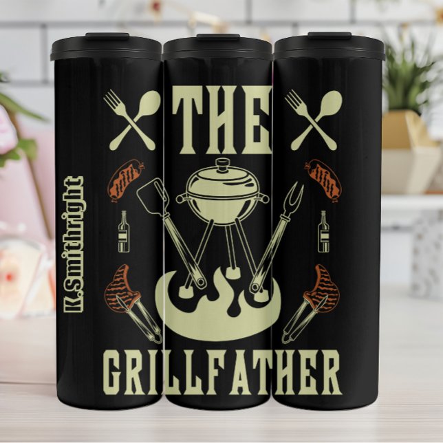 The Grillfather Funny BBQ Graphic Thermal Tumbler (Creator Uploaded)