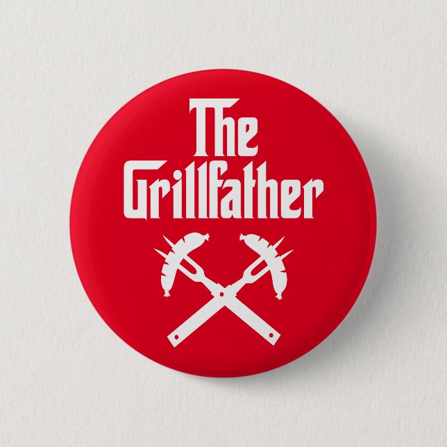 The Grillfather With Hot Dogs Button (Front)
