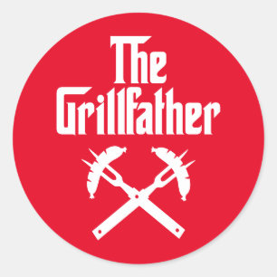 The Grillfather With Hot Dogs Classic Round Sticker