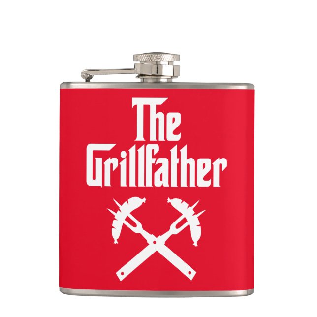The Grillfather With Hot Dogs Flask (Front)