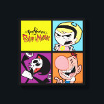 The Grim Adventures of Billy & Mandy Character Art Canvas Print<br><div class="desc">Check out this colorful four panel graphic of Mandy,  Grim,  and Billy,  featuring the show logo!</div>