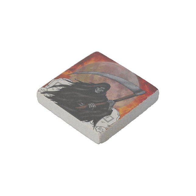 The Grim Reaper Graveyard Stone Magnet (Angled)
